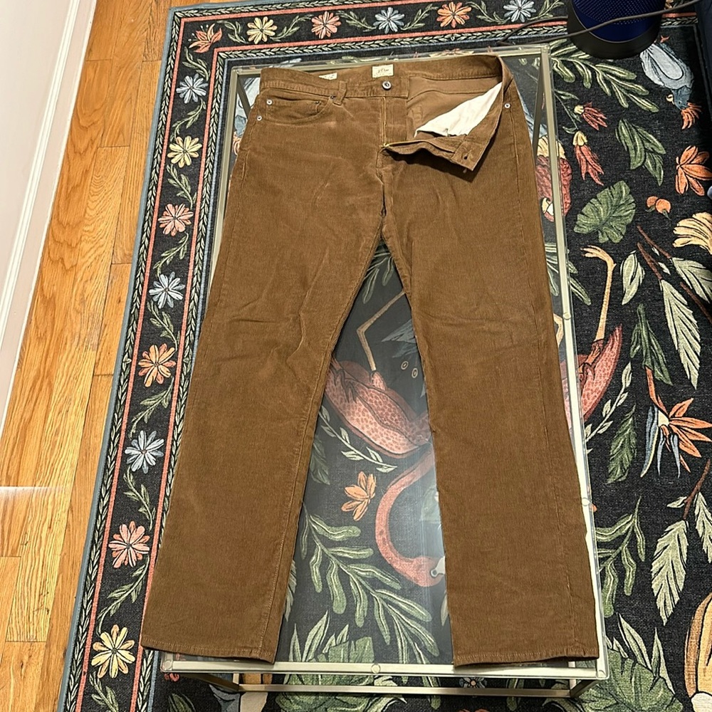 J Crew men's brown corduroy pant.